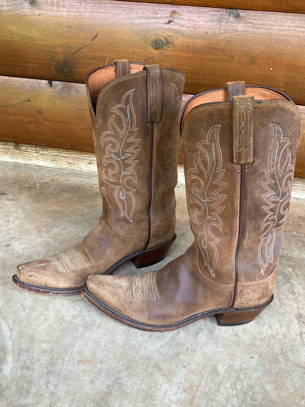 Lucchese | Suede Cowboy Boots - Picture 3 of 9